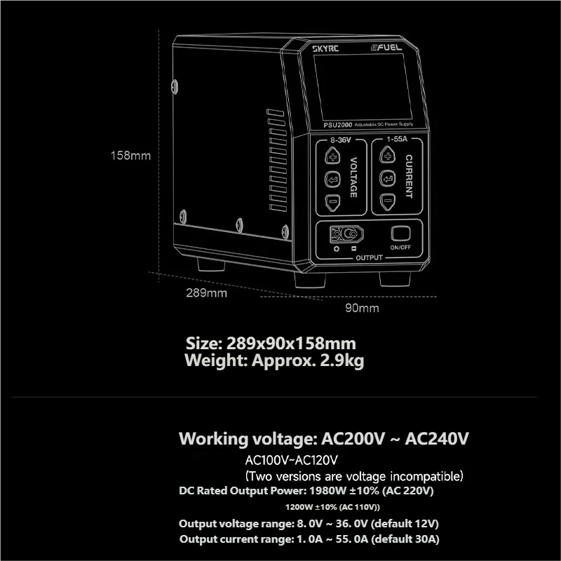 SKYRC PSU2000 1980W Adjustable - Drone Rc Battery recension och pris