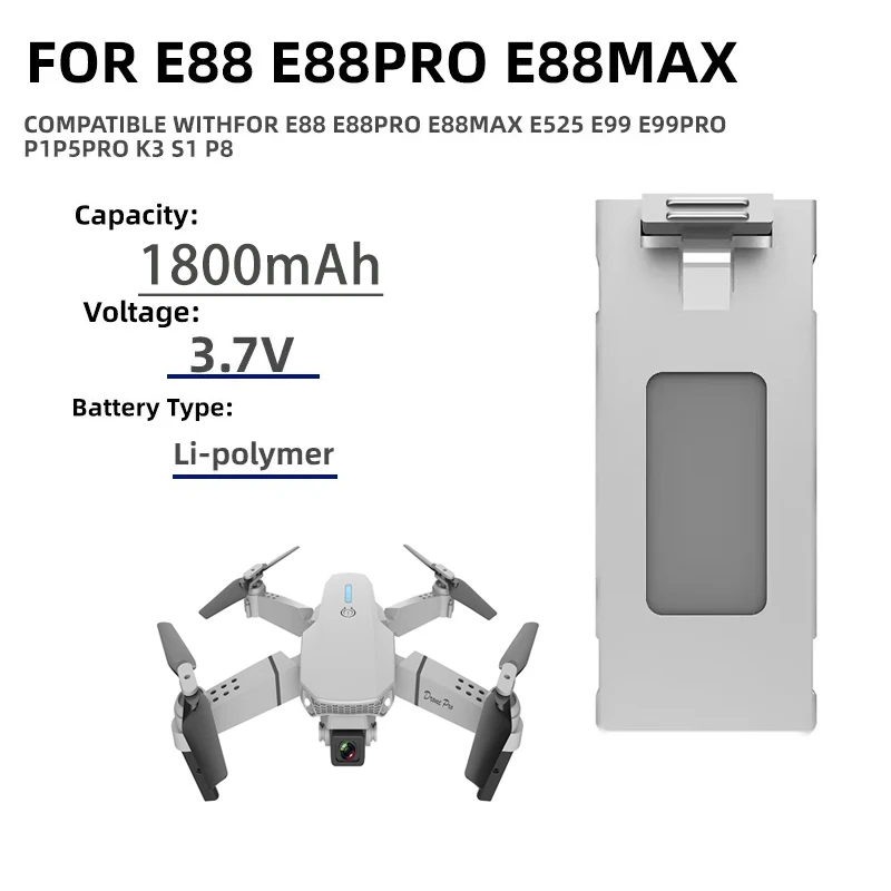E88 Drone Battery 3.7V 1800mah - Drone Rc E99 K3 recension och pris
