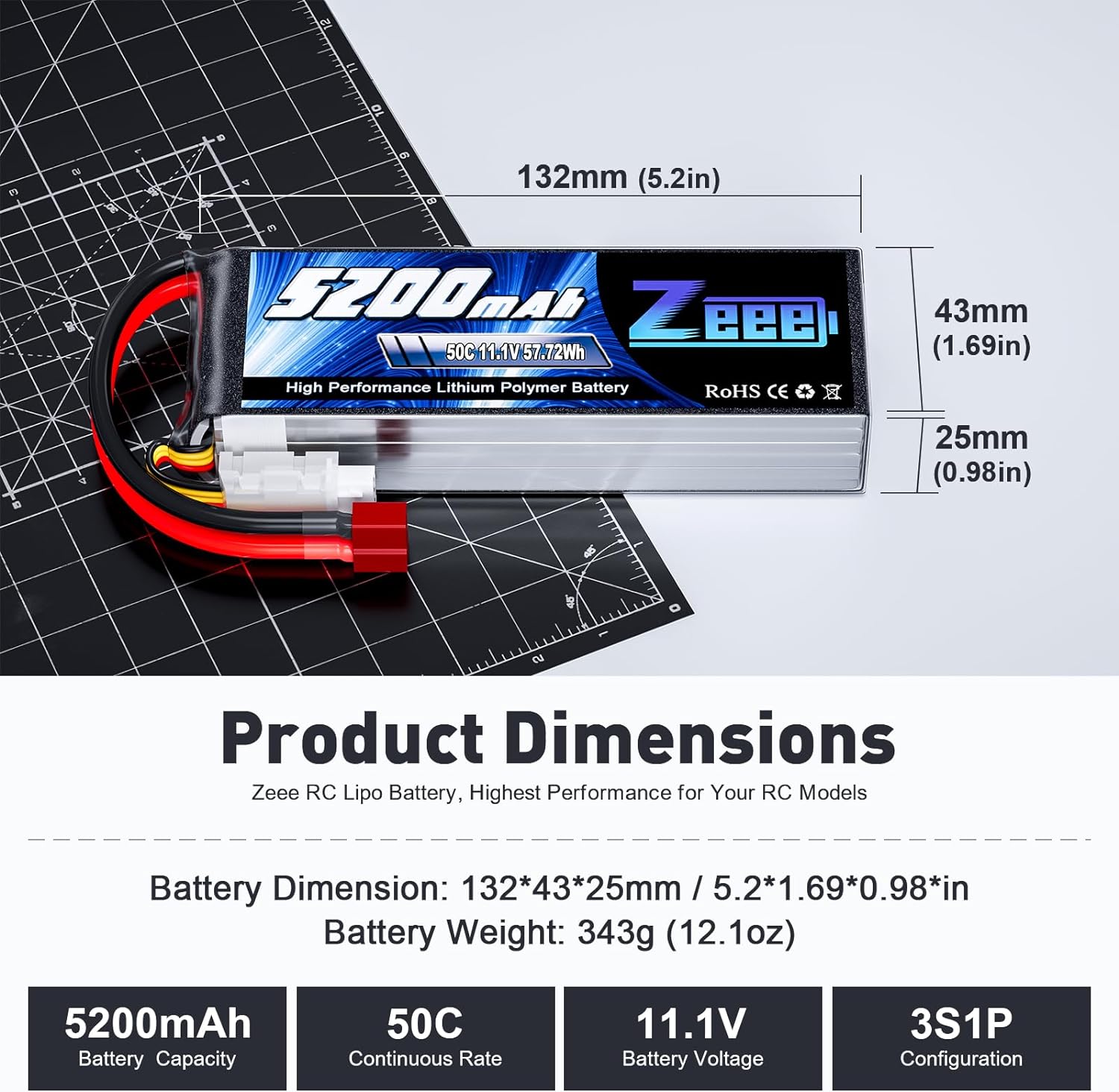 1/2units Zeee 11.1V 50C 5200mA - Drone Rc Link recension och pris